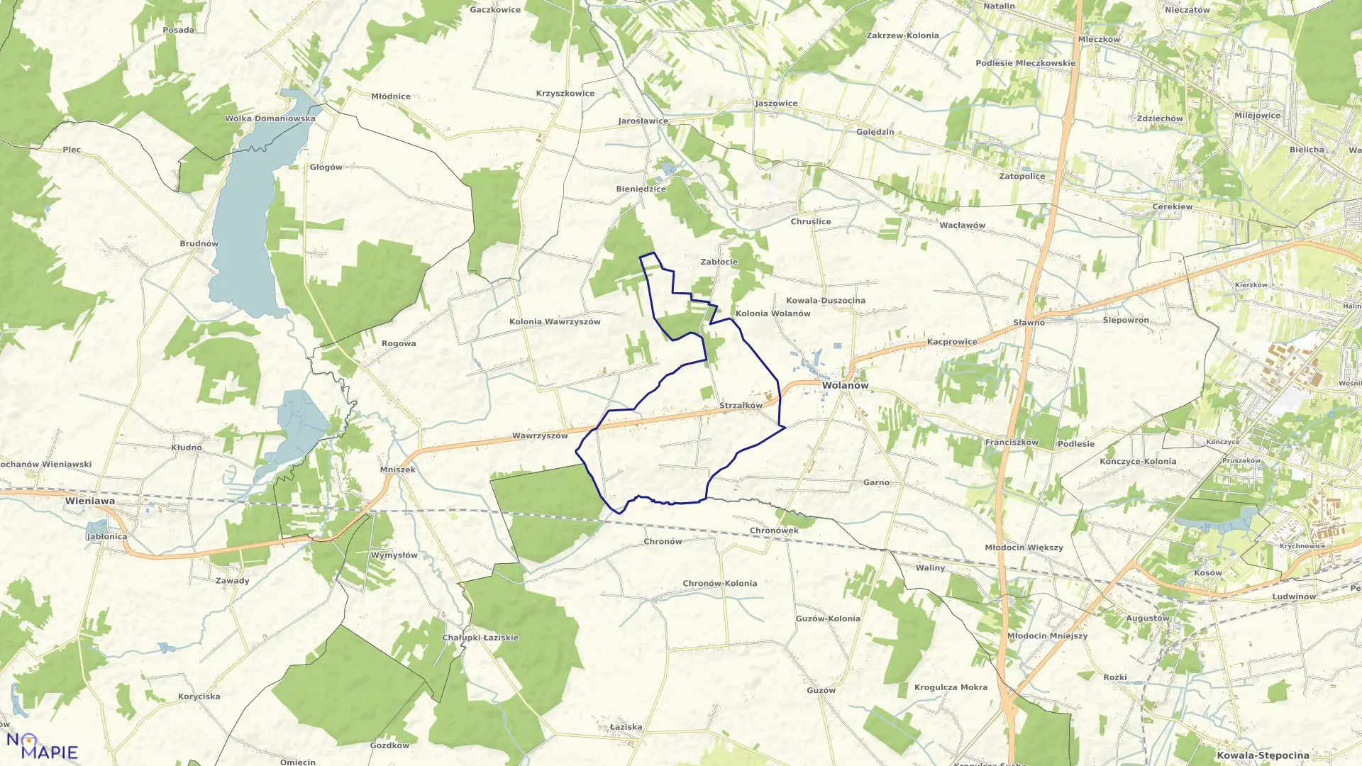Mapa obrębu STRZAŁKÓW w gminie Wolanów